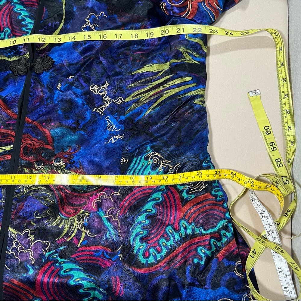 Chico’s Shanghai Dream Marzipan Silk Kimono Jacket Blue Sz‎ 3 XL Jewel Tones NWT - Picture 4 of 15